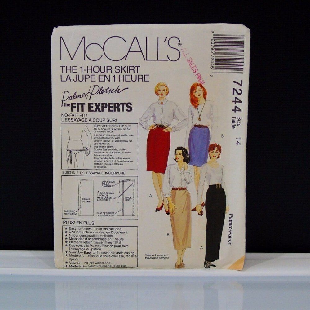 Vintage 90s McCall's 7244 Sewing Pattern